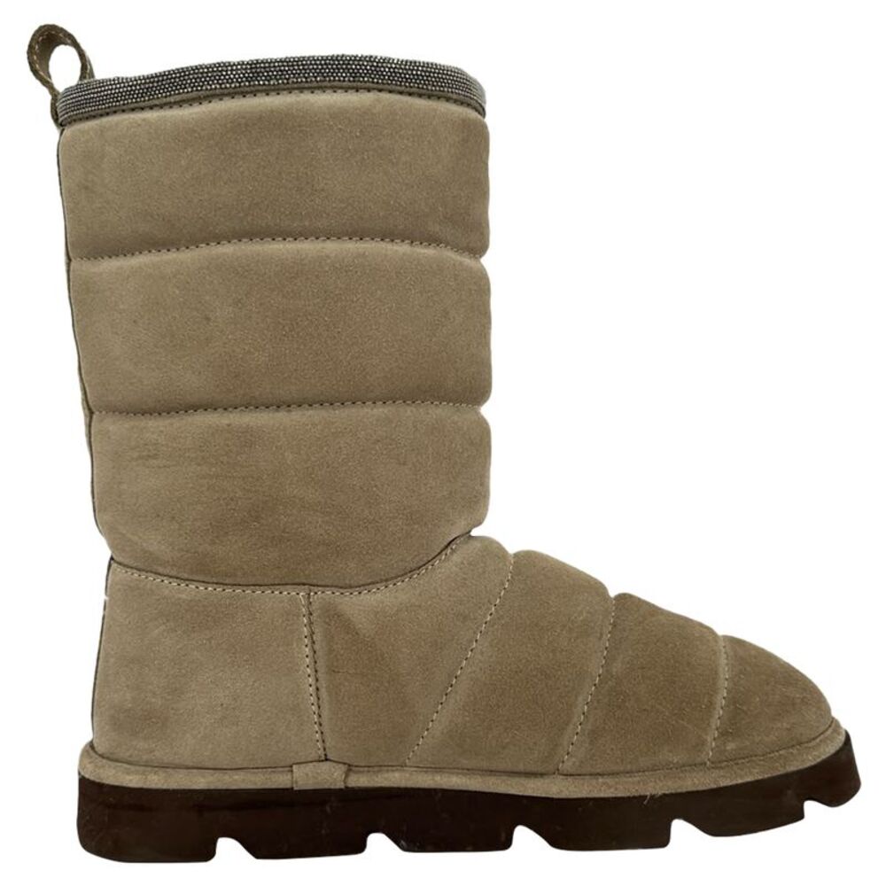 Brunello Cucinelli Puffy Boots in Brown Suede